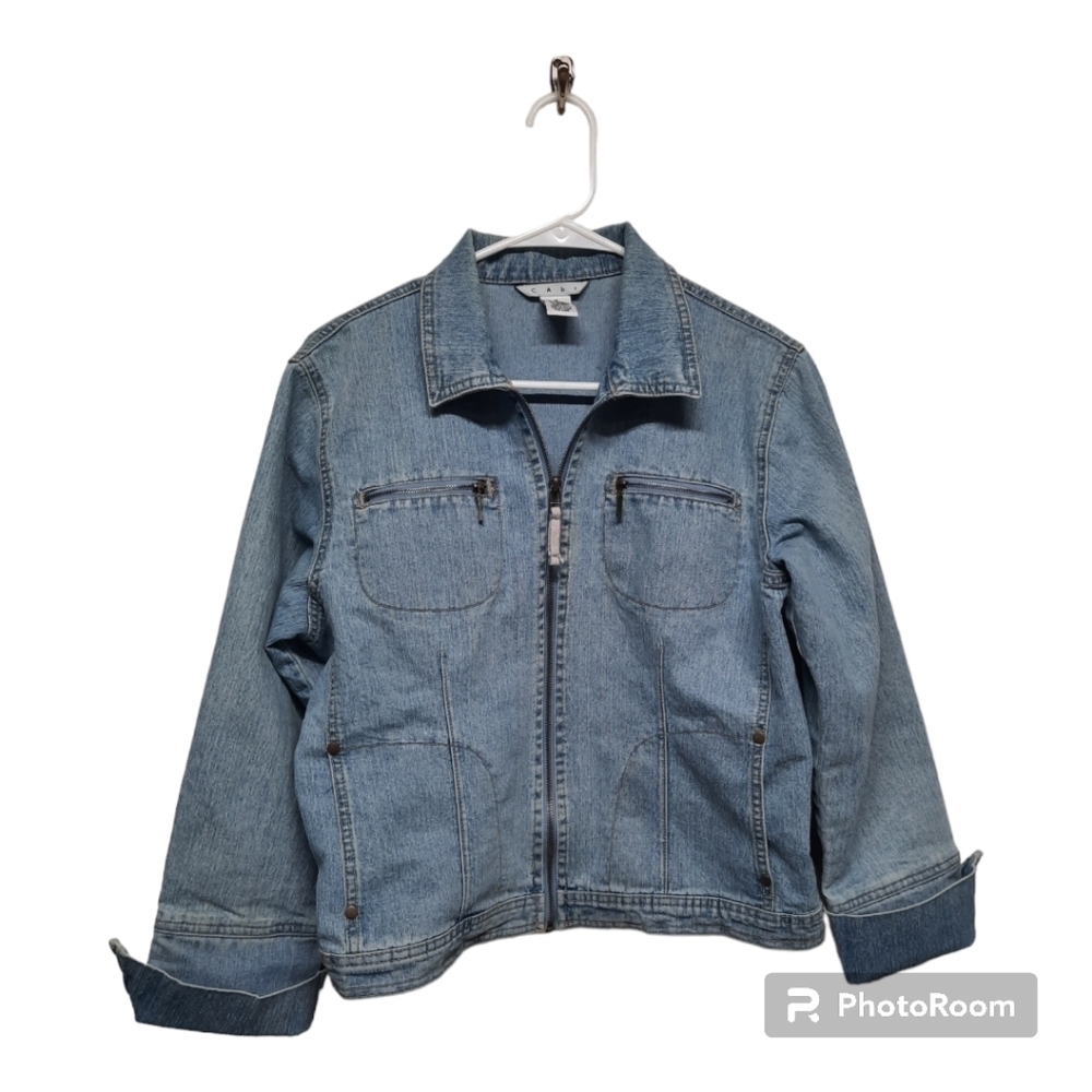 Cabi Women's Full Zip Jean Jacket #894 Blue Medium